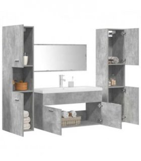 vidaXL 5 Piece Bathroom Furniture Set Concrete Grey Engineered Wood — Size: 90 x 38.5 x 46 cm