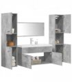 vidaXL 5 Piece Bathroom Furniture Set Concrete Grey Engineered Wood — Size: 90 x 38.5 x 46 cm