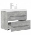 vidaXL 2 Piece Bathroom Furniture Set Concrete Grey Engineered Wood — Size: 60 x 38.5 x 48 cm, Model: with faucet