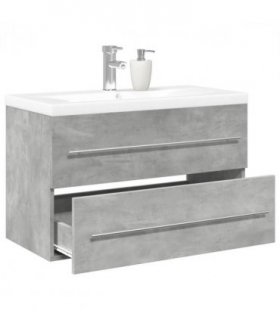 vidaXL 2 Piece Bathroom Furniture Set Concrete Grey Engineered Wood — Size: 80 x 38.5 x 48 cm, Model: without faucet