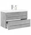 vidaXL 2 Piece Bathroom Furniture Set Concrete Grey Engineered Wood — Size: 80 x 38.5 x 48 cm, Model: without faucet