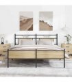 vidaXL Metal Bed Frame without Mattress Sonoma Oak 16 — Size: 160 x 200 cm, Model: with headboard & high footboard — V0671993278
