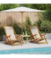 vidaXL Beach Chair with Cushion Folding 2 pcs Brown Solid Acacia Wood — Colour: Light grey