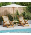 vidaXL Beach Chair with Cushion Folding 2 pcs Brown Solid Acacia Wood — Colour: Taupe