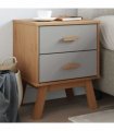 vidaXL Bedside Cabinet OLDEN Grey and Brown Solid Wood Pine