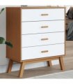vidaXL Drawer Cabinet OLDEN White and Brown Solid Wood Pine