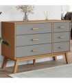 vidaXL Drawer Cabinet OLDEN Grey and Brown Solid Wood Pine — V0671993396