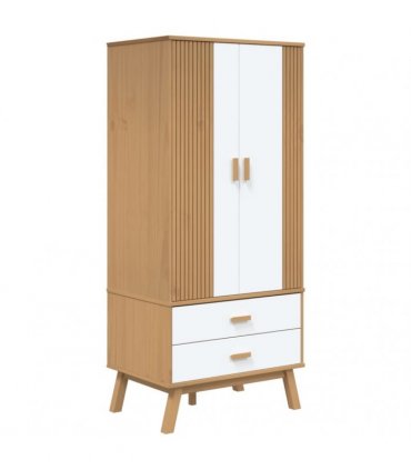 vidaXL Wardrobe OLDEN White and Brown 76.5x53x172 cm Solid Wood Pine
