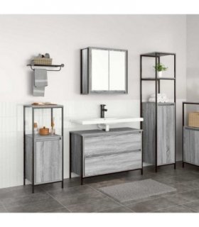 vidaXL Bathroom Furniture Set 3 pcs Grey Sonoma Engineered Wood