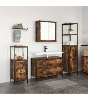 vidaXL Bathroom Furniture Set 3 pcs Smoked Oak Engineered Wood