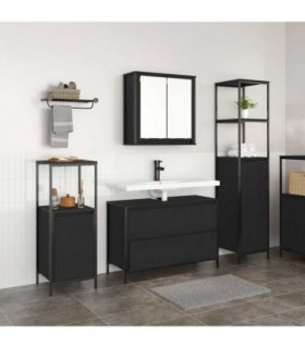 vidaXL Bathroom Furniture Set 3 pcs Black Oak Engineered Wood — V0671993483