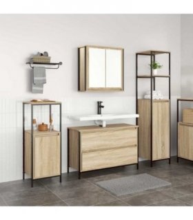 vidaXL Bathroom Furniture Set 3 pcs Sonoma Oak Engineered Wood — V0671993484