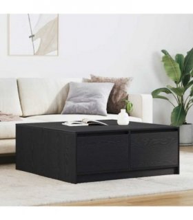 vidaXL Coffee Table with Drawers Black Oak 100x100x40 cm — Size: 100 x 100 x 40 cm