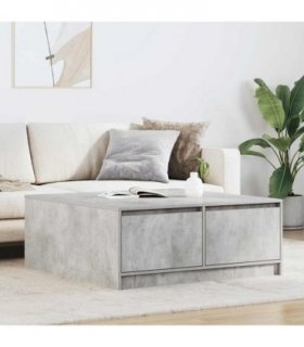 vidaXL Coffee Table with Drawers Concrete Grey 100x100x40 cm — Size: 100 x 100 x 40 cm