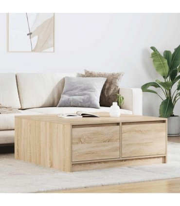 vidaXL Coffee Table with Drawers Sonoma Oak 100x100x40 cm — Size: 100 x 100 x 40 cm