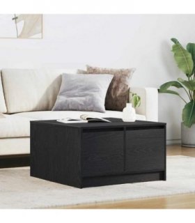 vidaXL Coffee Table with Drawers Black Oak 70.5x70x40 cm — Size: 70.5 x 70 x 40 cm