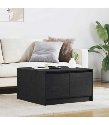 vidaXL Coffee Table with Drawers Black Oak 70.5x70x40 cm — Size: 70.5 x 70 x 40 cm