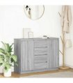vidaXL Sideboard with Drawers Grey Sonoma 100.5x35x76 cm Engineered Wood