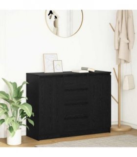 vidaXL Sideboard with Drawers Black Oak 100.5x35x76 cm Engineered Wood