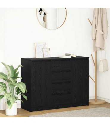 vidaXL Sideboard with Drawers Black Oak 100.5x35x76 cm Engineered Wood