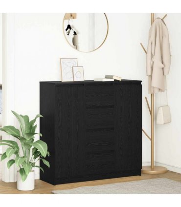 vidaXL Sideboard with Drawers Black Oak 100.5x35x98.5 cm Engineered Wood