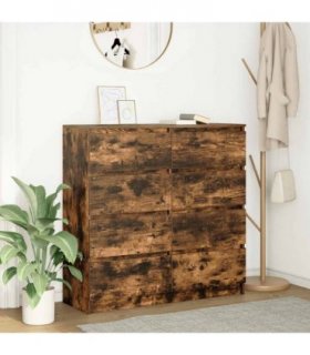 vidaXL Sideboard Smoked Oak 100x35x99 cm Engineered Wood