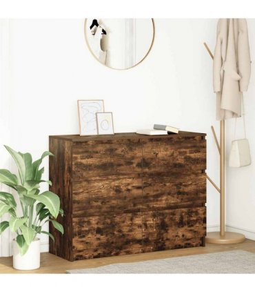vidaXL Sideboard Smoked Oak 100x35x76 cm Engineered Wood