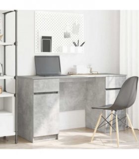 vidaXL Desk with Drawer Concrete grey 140 x 49 x 76 cm Engineered wood