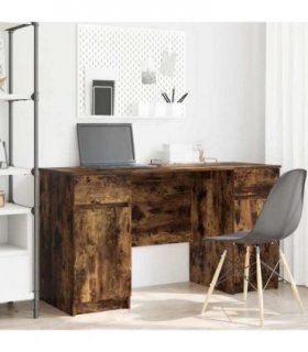 vidaXL Desk with Drawer Smoked oak 140 x 49 x 76 cm Engineered wood