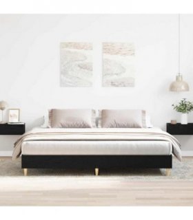 vidaXL Bed Frame Black Oak 203 x 203 x 25 cm Engineered Wood — Size: 200 x 200 cm