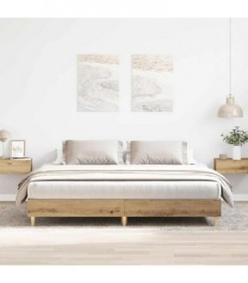 vidaXL Bed Frame | Artisan Oak | Engineered Wood, Solid Pine Wood, Plywood — Colour: artisian oak, Size: 180 x 200 cm