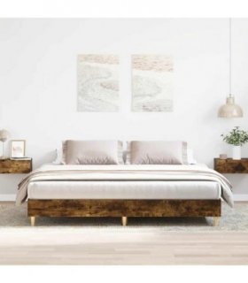 vidaXL Bed Frame | Smoked Oak | Engineered wood | Double | Sturdy | Bed Frame — Size: 160 x 200 cm