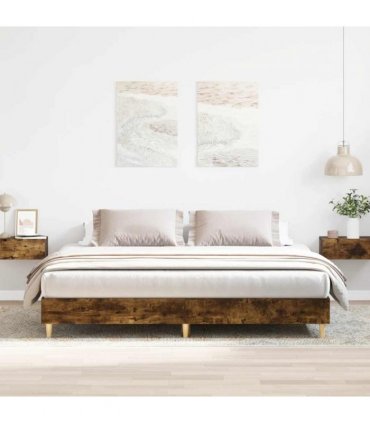 vidaXL Bed Frame | Smoked Oak | Engineered wood | Double | Sturdy | Bed Frame — Size: 160 x 200 cm