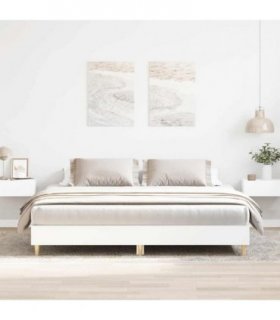 vidaXL Bed Frame without Mattress White 160x200cm Engineered Wood — Size: 160 x 200 cm