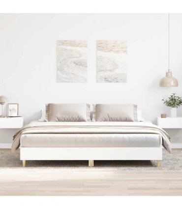 vidaXL Bed Frame without Mattress White 160x200cm Engineered Wood — Size: 160 x 200 cm