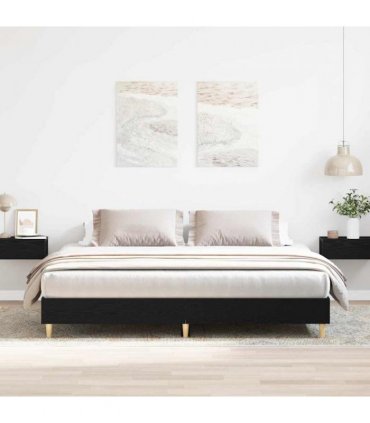 vidaXL Bed Frame Black Oak 203 x 183 x 25 cm Engineered Wood — Size: 180 x 200 cm