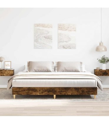vidaXL Bed Frame | Smoked oak | Engineered wood, plywood | Double | Bed Frame — Size: 180 x 200 cm