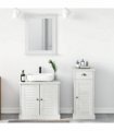 vidaXL Bathroom Furniture Set 3 pcs Antique White Solid Pine Wood — Model: Sink base +mirror +bathroom cabinet