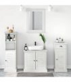 vidaXL Bathroom Furniture Set 4 pcs Antique White Solid Pine Wood — Model: Sink base +mirror +bathroom cabinet +high cabinet