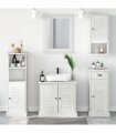 vidaXL Bathroom Furniture Set VIGO 5 pcs Antique White Sol — Model: Sink base +mirror +bathroom cabinet +high cabinet +wall cabi