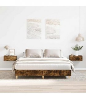 vidaXL Bed Frame | Smoked Oak | Engineered Wood | Double | Durable — Size: 140 x 200 cm