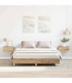 vidaXL Bed Frame | Artisan Oak | Engineered Wood, Solid Eucalyptus Wood | Double — Colour: artisian oak, Size: 140 x 200 cm