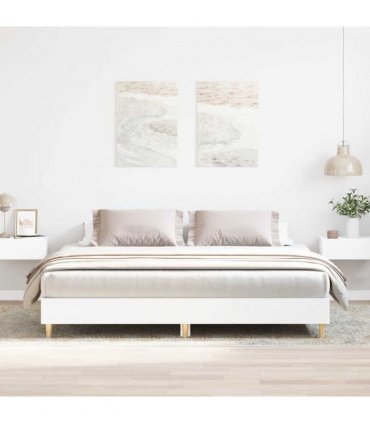 vidaXL Bed Frame | White | Engineered Wood, Solid Eucalyptus Wood, Plywood — Size: 200 x 200 cm
