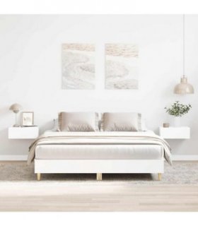 vidaXL Bed Frame | White | Engineered wood, solid eucalyptus wood, plywood — Size: 140 x 200 cm