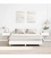 vidaXL Bed Frame | White | Engineered wood, solid eucalyptus wood, plywood — Size: 140 x 200 cm