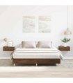 vidaXL Bed Frame | Brown Oak | Engineered wood, Solid Eucalyptus wood | Double — Size: 140 x 200 cm