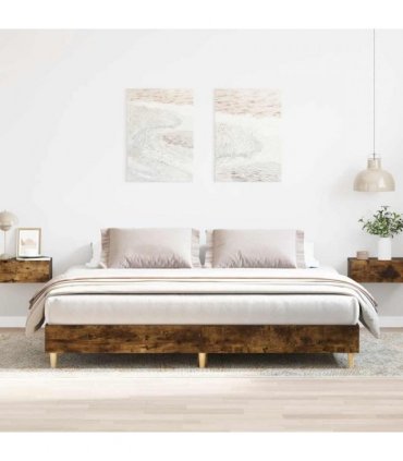 vidaXL Bed Frame | Smoked Oak | Engineered wood | Large | Durable | Bed Frame — Size: 200 x 200 cm