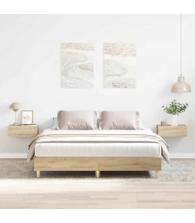 vidaXL Bed Frame | Sonoma Oak | Engineered Wood | Double Bed | Rectangular — Size: 140 x 200 cm