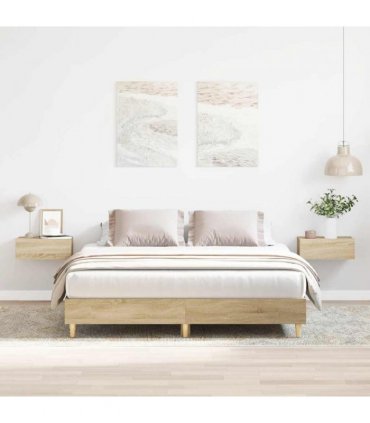 vidaXL Bed Frame | Sonoma Oak | Engineered Wood | Double Bed | Rectangular — Size: 140 x 200 cm