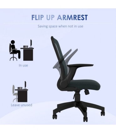 Mesh Office Chair, Grey, 63W x 54D x 103Hcm, Vinsetto, Adjustable Armrest